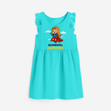 Celebrate The Super Kids Theme With  "Super Girl" Personalized Frock for your Baby - LIGHT BLUE - 0 - 6 Months Old (Chest 18")