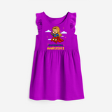 Celebrate The Super Kids Theme With  "Super Girl" Personalized Frock for your Baby - PURPLE - 0 - 6 Months Old (Chest 18")