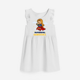 Celebrate The Super Kids Theme With  "Super Girl" Personalized Frock for your Baby - WHITE - 0 - 6 Months Old (Chest 18")