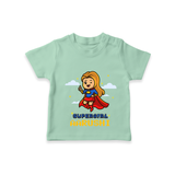 Celebrate The Super Kids Theme With  "Super Girl" Personalized Kids T-shirt - MINT GREEN - 0 - 5 Months Old (Chest 17")