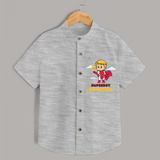 Celebrate The Super Kids Theme With  "Super Boy" Personalized Kids Shirts - GREY SLUB - 0 - 6 Months Old (Chest 21")