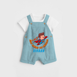 Celebrate The Super Kids Theme With "DND Busy Saving The Universe" Personalized Dungaree set for your Baby - ARCTIC BLUE - 0 - 5 Months Old (Chest 17")