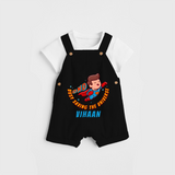 Celebrate The Super Kids Theme With "DND Busy Saving The Universe" Personalized Dungaree set for your Baby - BLACK - 0 - 5 Months Old (Chest 17")