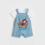 Celebrate The Super Kids Theme With "DND Busy Saving The Universe" Personalized Dungaree set for your Baby - SKY BLUE - 0 - 5 Months Old (Chest 17")