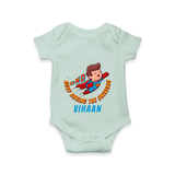 Celebrate The Super Kids Theme With "DND Busy Saving The Universe" Personalized Romper For your Baby - MINT GREEN - 0 - 3 Months Old (Chest 16")