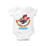 Celebrate The Super Kids Theme With "DND Busy Saving The Universe" Personalized Romper For your Baby - WHITE - 0 - 3 Months Old (Chest 16")