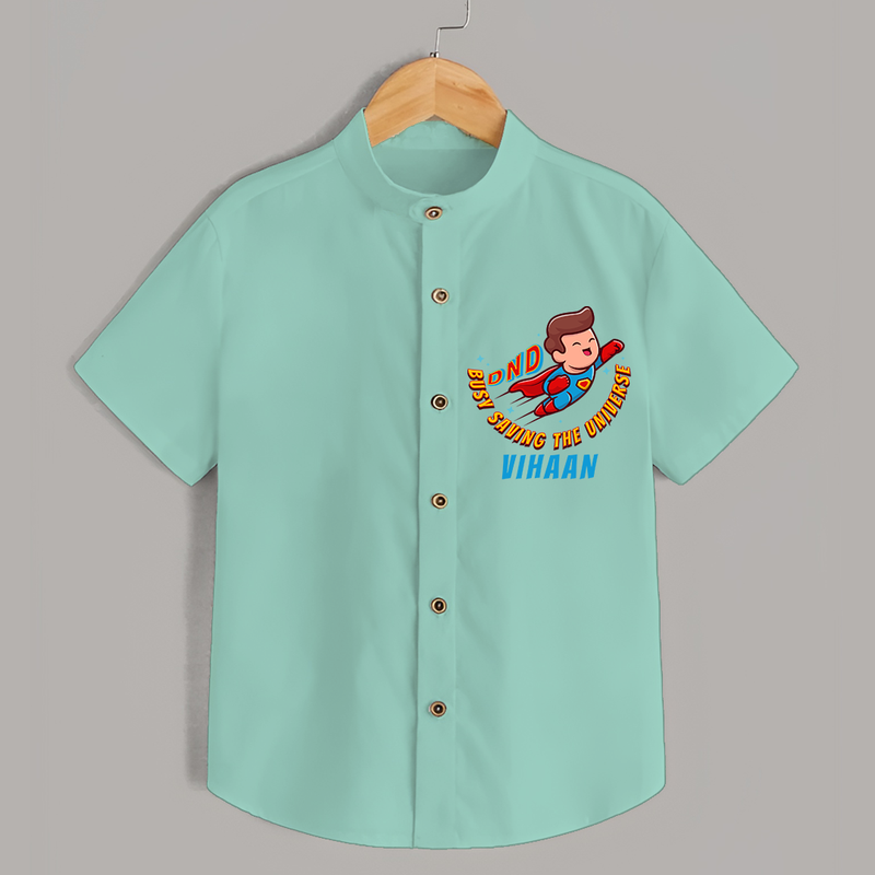 Celebrate The Super Kids Theme With "DND Busy Saving The Universe" Personalized Shirts for Kids - MINT GREEN - 0 - 6 Months Old (Chest 21")