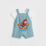 Celebrate The Super Kids Theme With "DND Busy Saving The Universe" Personalized Dungaree set for Babies - ARCTIC BLUE - 0 - 5 Months Old (Chest 17")