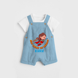 Celebrate The Super Kids Theme With "DND Busy Saving The Universe" Personalized Dungaree set for Babies - SKY BLUE - 0 - 5 Months Old (Chest 17")