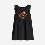 Celebrate The Super Kids Theme With "DND Busy Saving The Universe" Personalized Frock for your kids - BLACK - 0 - 6 Months Old (Chest 18")