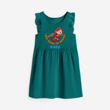 Celebrate The Super Kids Theme With "DND Busy Saving The Universe" Personalized Frock for your kids - MYRTLE GREEN - 0 - 6 Months Old (Chest 18")