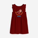 Celebrate The Super Kids Theme With "DND Busy Saving The Universe" Personalized Frock for your kids - RED - 0 - 6 Months Old (Chest 18")