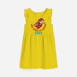 Celebrate The Super Kids Theme With "DND Busy Saving The Universe" Personalized Frock for your kids - YELLOW - 0 - 6 Months Old (Chest 18")