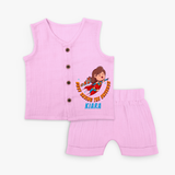 Celebrate The Super Kids Theme With "DND Busy Saving The Universe" Personalized Jabla set for your kids - LAVENDER ROSE - 0 - 3 Months Old (Chest 9.8")