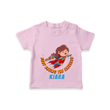 Celebrate The Super Kids Theme With "DND Busy Saving The Universe" Personalized T-shirt for Kids - PINK - 0 - 5 Months Old (Chest 17")