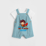 Celebrate The Super Kids Theme With "Super Hero In Training" Personalized Dungaree set for your Baby - ARCTIC BLUE - 0 - 5 Months Old (Chest 17")