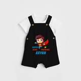 Celebrate The Super Kids Theme With "Super Hero In Training" Personalized Dungaree set for your Baby - BLACK - 0 - 5 Months Old (Chest 17")