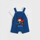 Celebrate The Super Kids Theme With "Super Hero In Training" Personalized Dungaree set for your Baby - COBALT BLUE - 0 - 5 Months Old (Chest 17")