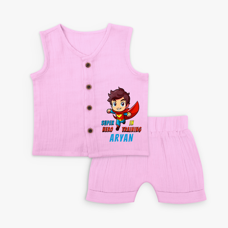 Celebrate The Super Kids Theme With "Super Hero In Training" Personalized Jabla set for your kids - LAVENDER ROSE - 0 - 3 Months Old (Chest 9.8")