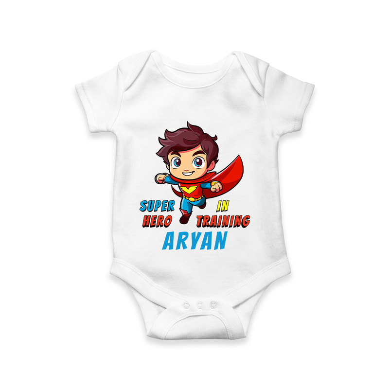Celebrate The Super Kids Theme With "Super Hero In Training" Personalized Romper For your Baby - WHITE - 0 - 3 Months Old (Chest 16")
