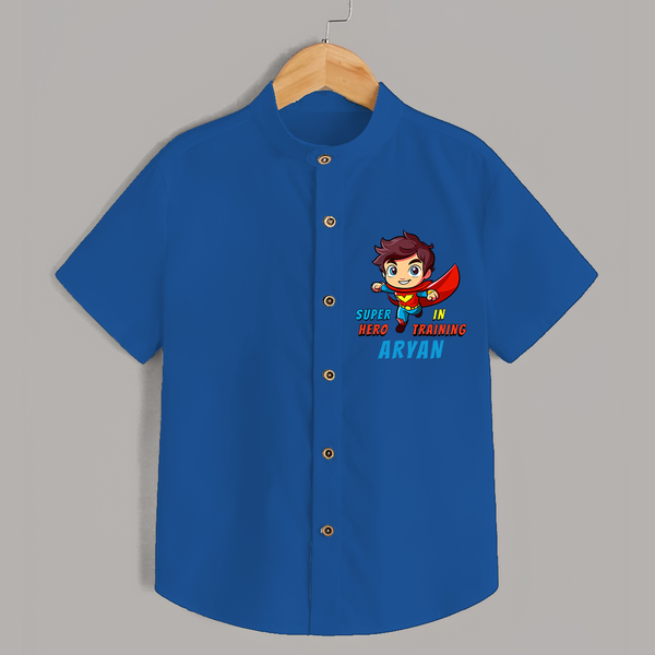 Celebrate The Super Kids Theme With "Super Hero In Training" Personalized Kids Shirts - COBALT BLUE - 0 - 6 Months Old (Chest 21")