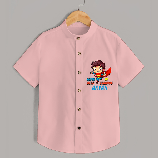 Celebrate The Super Kids Theme With "Super Hero In Training" Personalized Kids Shirts - PEACH - 0 - 6 Months Old (Chest 21")