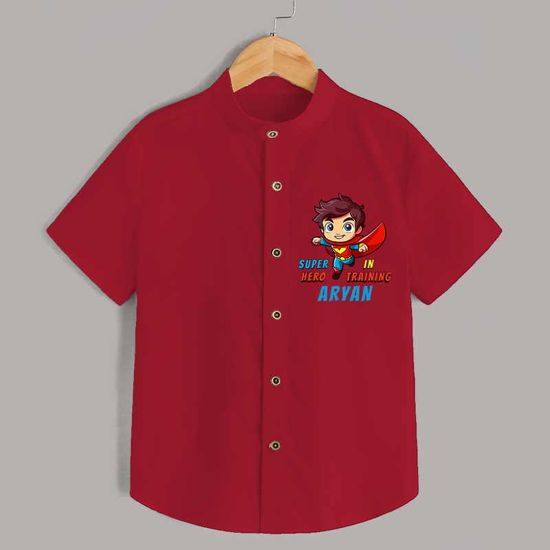 Celebrate The Super Kids Theme With "Super Hero In Training" Personalized Kids Shirts - RED - 0 - 6 Months Old (Chest 21")