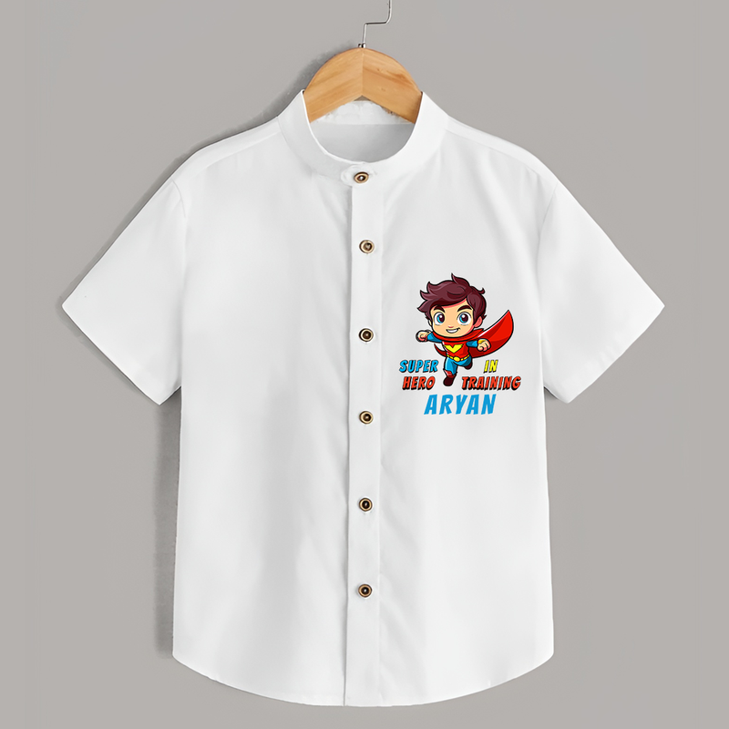 Celebrate The Super Kids Theme With "Super Hero In Training" Personalized Kids Shirts - WHITE - 0 - 6 Months Old (Chest 21")