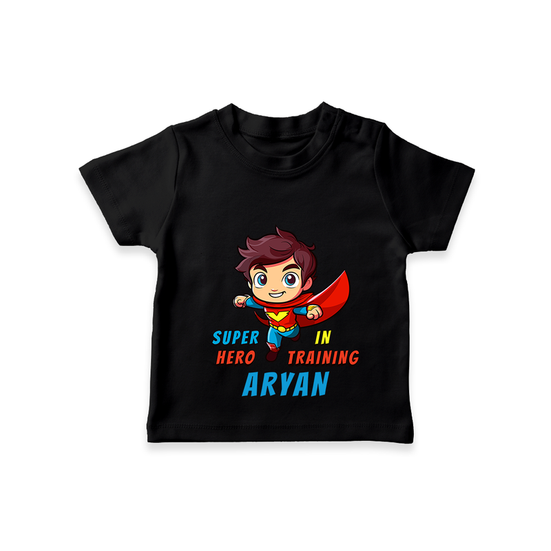 Celebrate The Super Kids Theme With "Super Hero In Training" Personalized Kids T-shirt - BLACK - 0 - 5 Months Old (Chest 17")