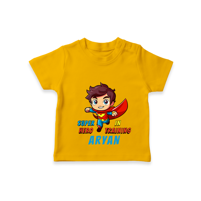 Celebrate The Super Kids Theme With "Super Hero In Training" Personalized Kids T-shirt - CHROME YELLOW - 0 - 5 Months Old (Chest 17")