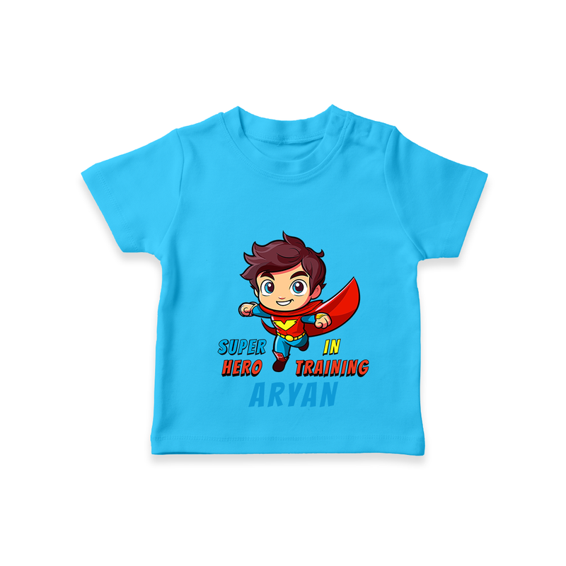 Celebrate The Super Kids Theme With "Super Hero In Training" Personalized Kids T-shirt - SKY BLUE - 0 - 5 Months Old (Chest 17")