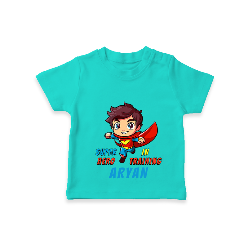 Celebrate The Super Kids Theme With "Super Hero In Training" Personalized Kids T-shirt - TEAL - 0 - 5 Months Old (Chest 17")