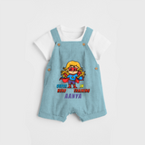 Celebrate The Super Kids Theme With "Super Hero In Training" Personalized Dungaree set for Babies - ARCTIC BLUE - 0 - 5 Months Old (Chest 17")