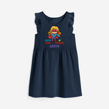 Celebrate The Super Kids Theme With "Super Hero In Training" Personalized Frock for your Baby - NAVY BLUE - 0 - 6 Months Old (Chest 18")