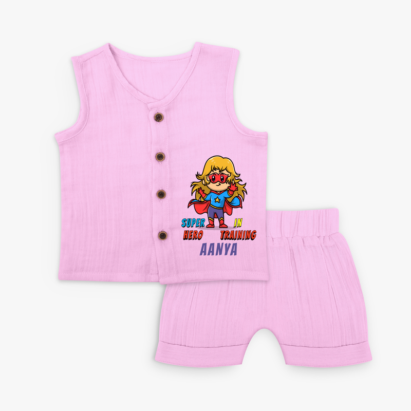 Celebrate The Super Kids Theme With "Super Hero In Training" Personalized Jabla set for your Baby - LAVENDER ROSE - 0 - 3 Months Old (Chest 9.8")