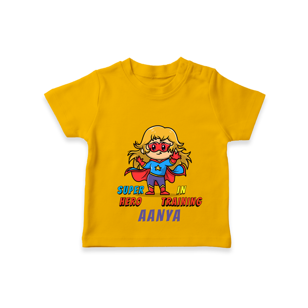 Celebrate The Super Kids Theme With "Super Hero In Training" Personalized T-shirt for Kids - CHROME YELLOW - 0 - 5 Months Old (Chest 17")