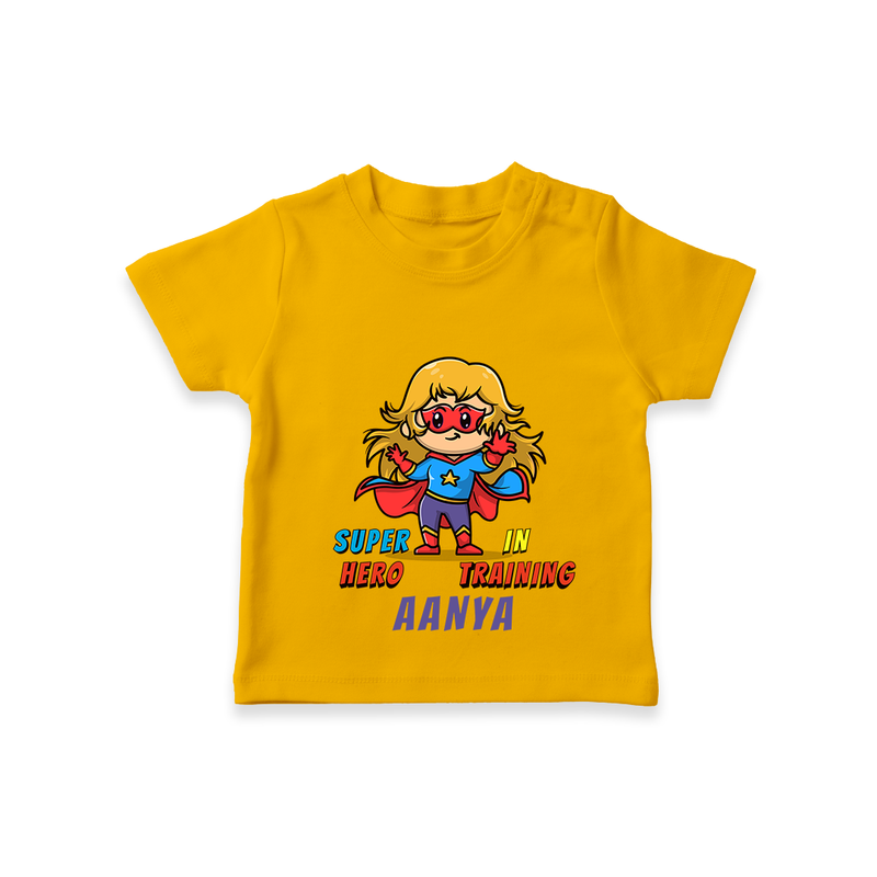 Celebrate The Super Kids Theme With "Super Hero In Training" Personalized T-shirt for Kids - CHROME YELLOW - 0 - 5 Months Old (Chest 17")