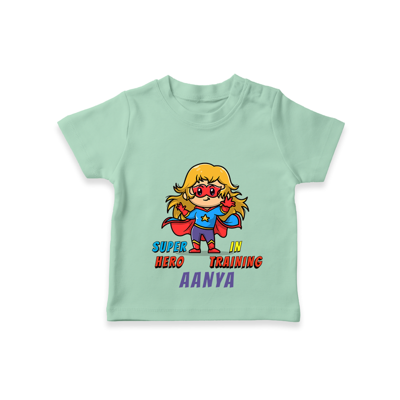 Celebrate The Super Kids Theme With "Super Hero In Training" Personalized T-shirt for Kids - MINT GREEN - 0 - 5 Months Old (Chest 17")