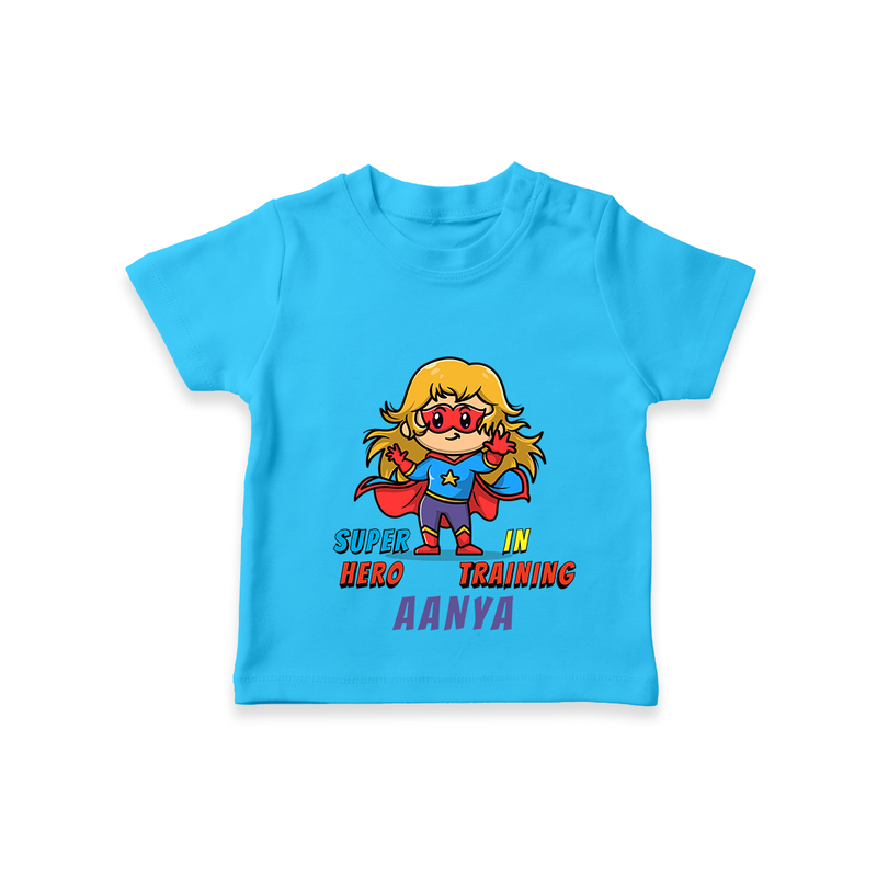 Celebrate The Super Kids Theme With "Super Hero In Training" Personalized T-shirt for Kids - SKY BLUE - 0 - 5 Months Old (Chest 17")