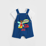 Celebrate The Super Kids Theme With "Confidence is my Suoer Power" Personalized Dungaree set for your Baby - COBALT BLUE - 0 - 5 Months Old (Chest 17")