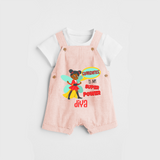 Celebrate The Super Kids Theme With "Confidence is my Suoer Power" Personalized Dungaree set for your Baby - PEACH - 0 - 5 Months Old (Chest 17")