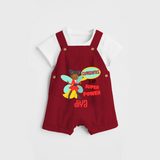 Celebrate The Super Kids Theme With "Confidence is my Suoer Power" Personalized Dungaree set for your Baby - RED - 0 - 5 Months Old (Chest 17")