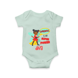 Celebrate The Super Kids Theme With "Confidence is my Suoer Power" Personalized Romper For your Baby - MINT GREEN - 0 - 3 Months Old (Chest 16")