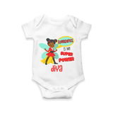 Celebrate The Super Kids Theme With "Confidence is my Suoer Power" Personalized Romper For your Baby - WHITE - 0 - 3 Months Old (Chest 16")