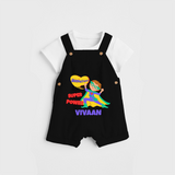 Celebrate The Super Kids Theme With "Empathy is my Super Power" Personalized Dungaree set for your Baby - BLACK - 0 - 5 Months Old (Chest 17")