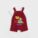 Celebrate The Super Kids Theme With "Empathy is my Super Power" Personalized Dungaree set for your Baby - RED - 0 - 5 Months Old (Chest 17")