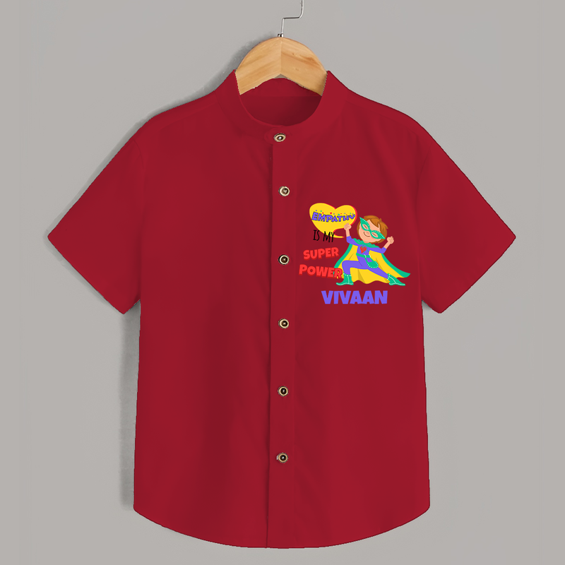 Celebrate The Super Kids Theme With "Empathy is my Super Power" Personalized Kids Shirts - RED - 0 - 6 Months Old (Chest 21")