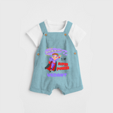 Celebrate The Super Kids Theme With "Intelligence is my Super Power" Personalized Dungaree set for your Baby - ARCTIC BLUE - 0 - 5 Months Old (Chest 17")