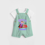 Celebrate The Super Kids Theme With "Intelligence is my Super Power" Personalized Dungaree set for your Baby - LIGHT GREEN - 0 - 5 Months Old (Chest 17")