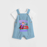 Celebrate The Super Kids Theme With "Intelligence is my Super Power" Personalized Dungaree set for your Baby - SKY BLUE - 0 - 5 Months Old (Chest 17")